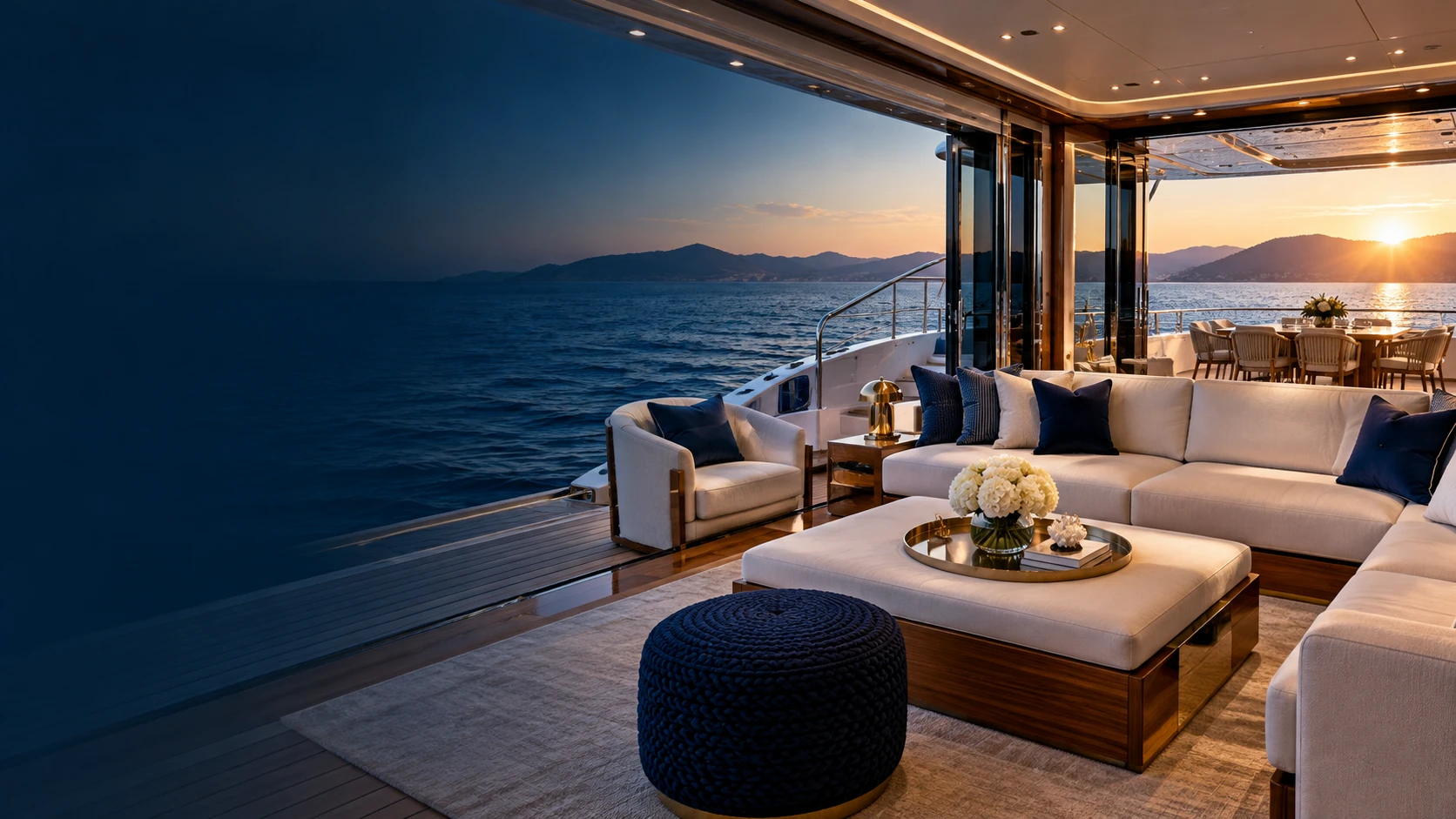 Yacht salon interior