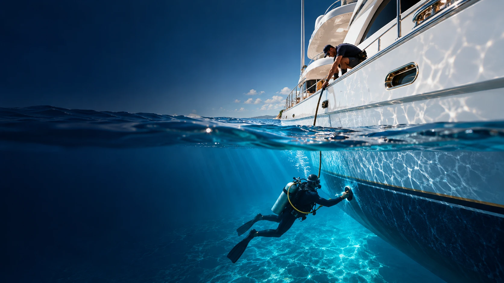 Yacht care above and below the waterline